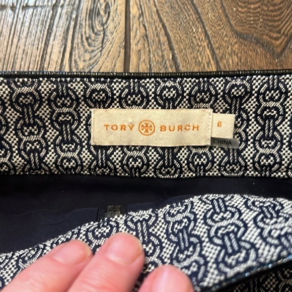 Tory Burch Chaumont A-Line Short Skirt Zip Front Horse Bit Print Navy Size 8 - Picture 9 of 12